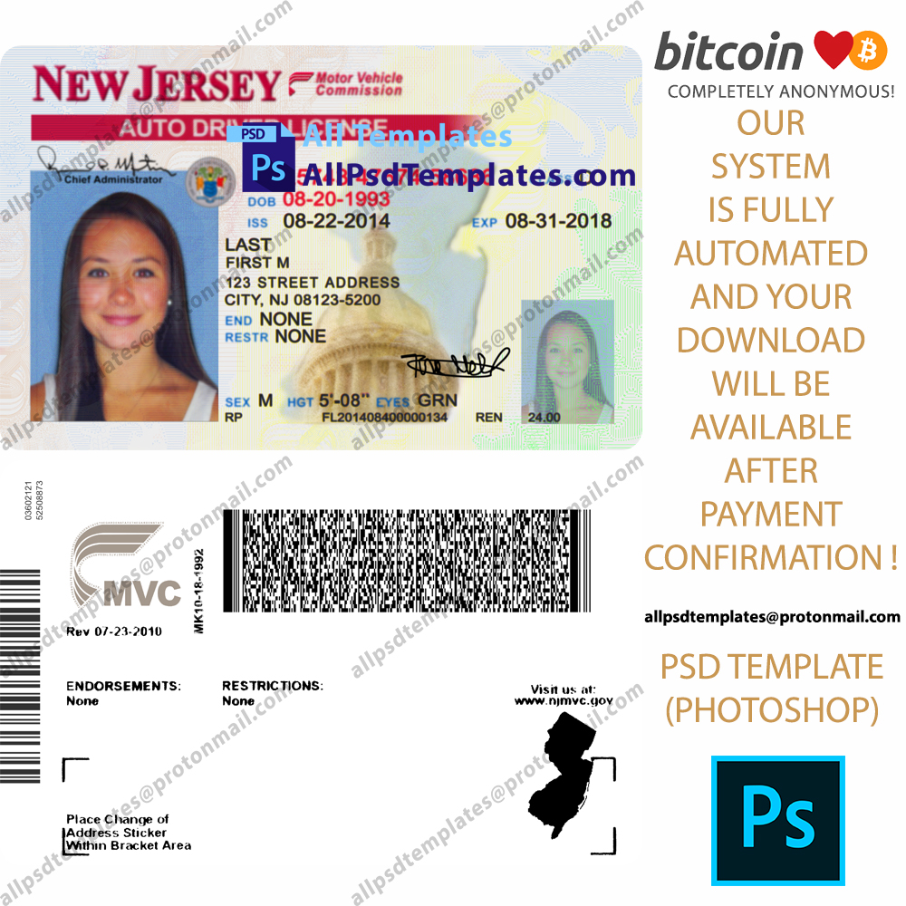 New Jersey Driver License Template ALL PSD TEMPLATES