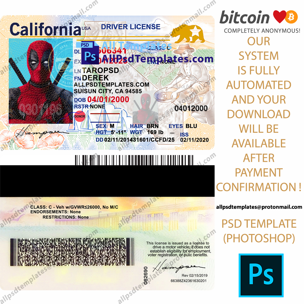 California Driver License Template - ALL PSD TEMPLATES