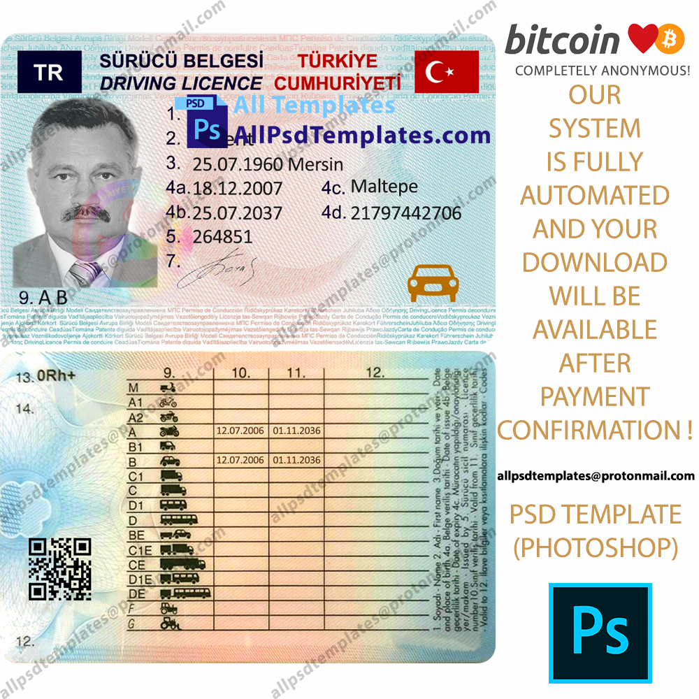 Turkey Driving License Template ALL PSD TEMPLATES