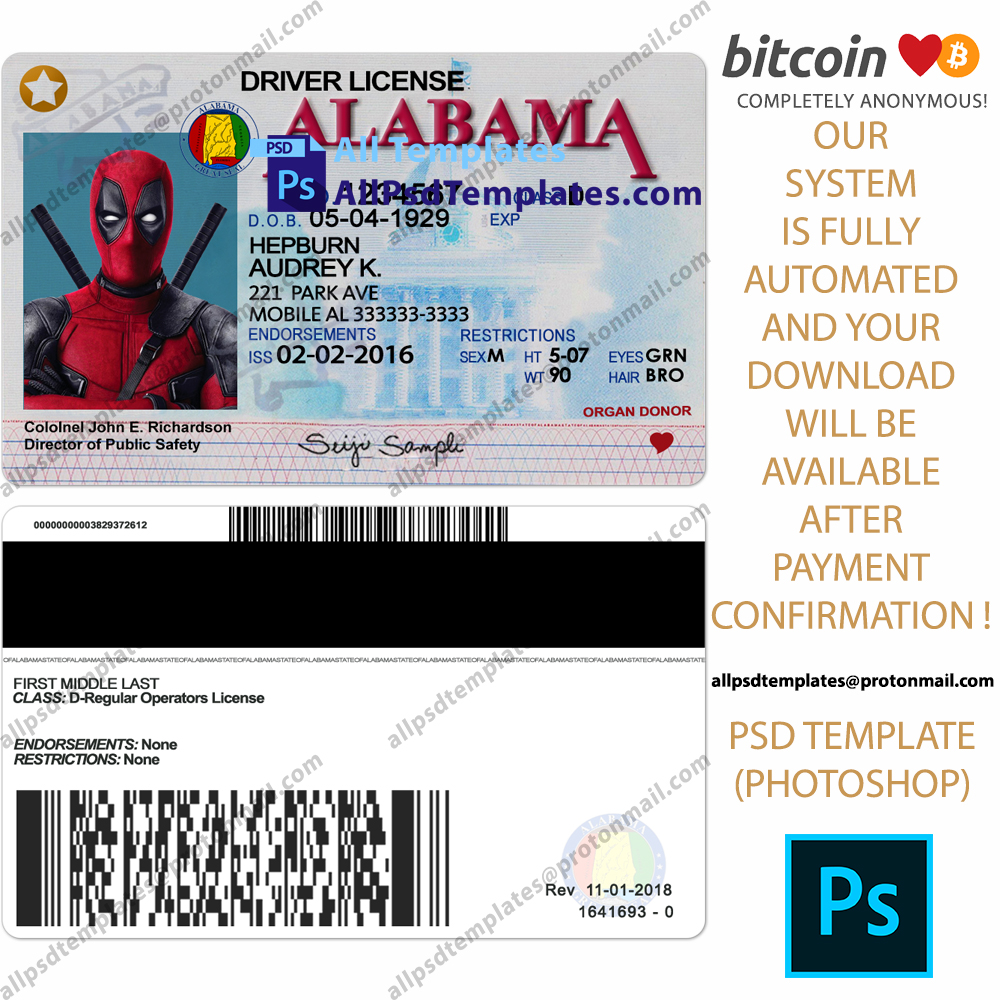 Printable Blank Alabama Drivers License Template