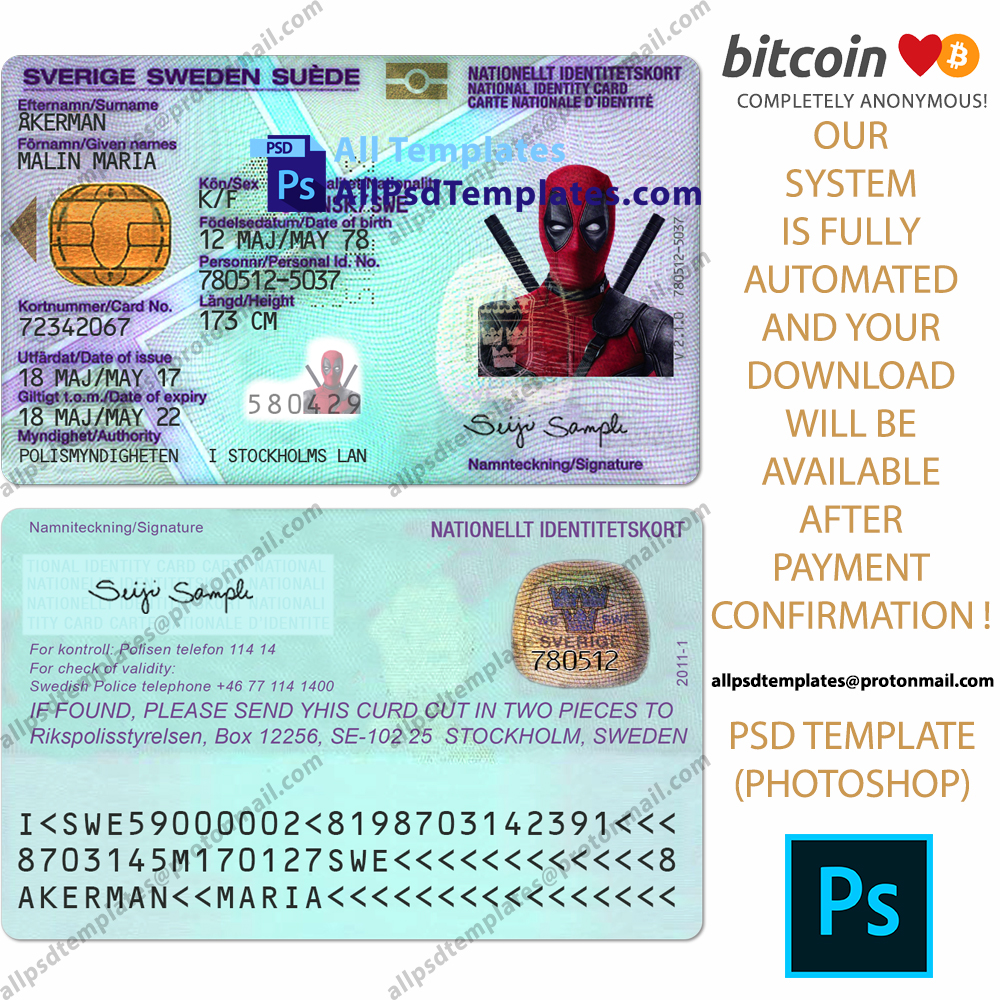 Sweden ID Card Template - ALL PSD TEMPLATES