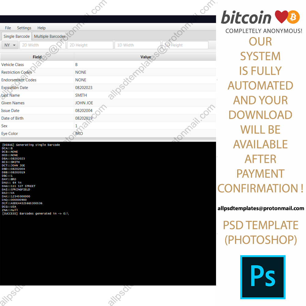 driver s license pdf417 barcode generator