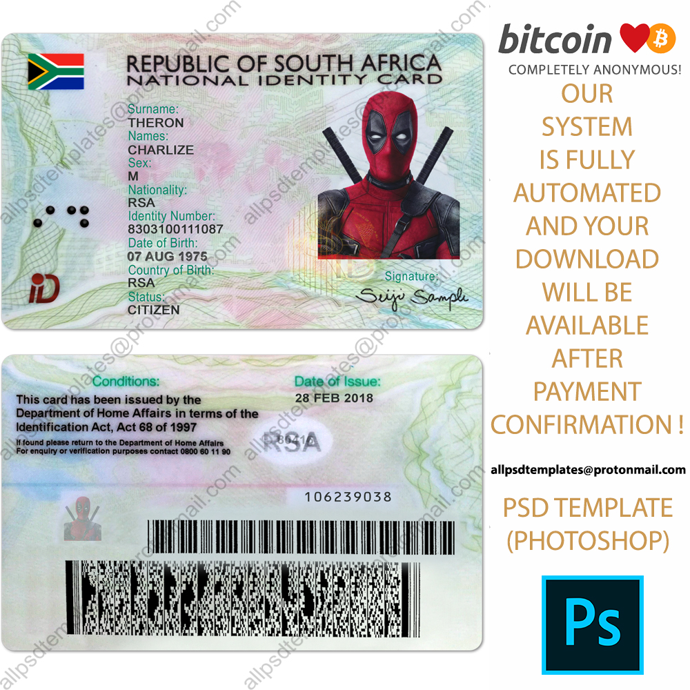 South Africa ID Card Template ALL PSD TEMPLATES