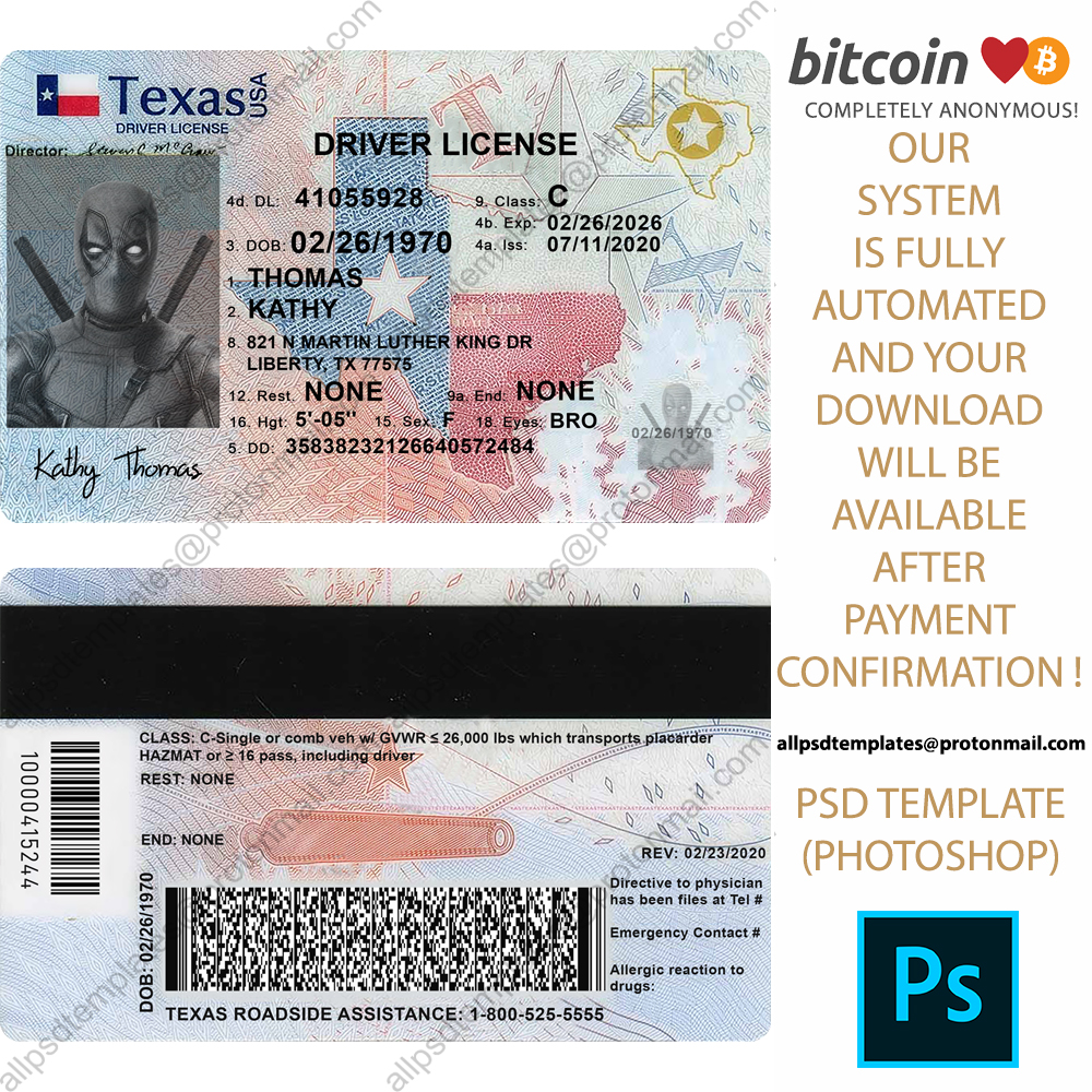 Texas Driver License Template New ALL PSD TEMPLATES